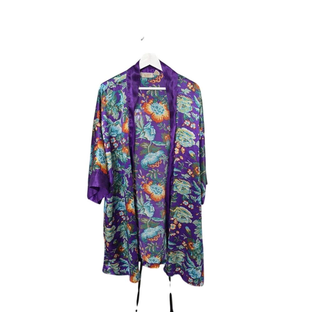 Victoria's Secret Purple Floral Kimono Robe One Size Vintage